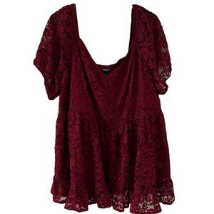 Torrid Babydoll Lace Puff Sleeve Top